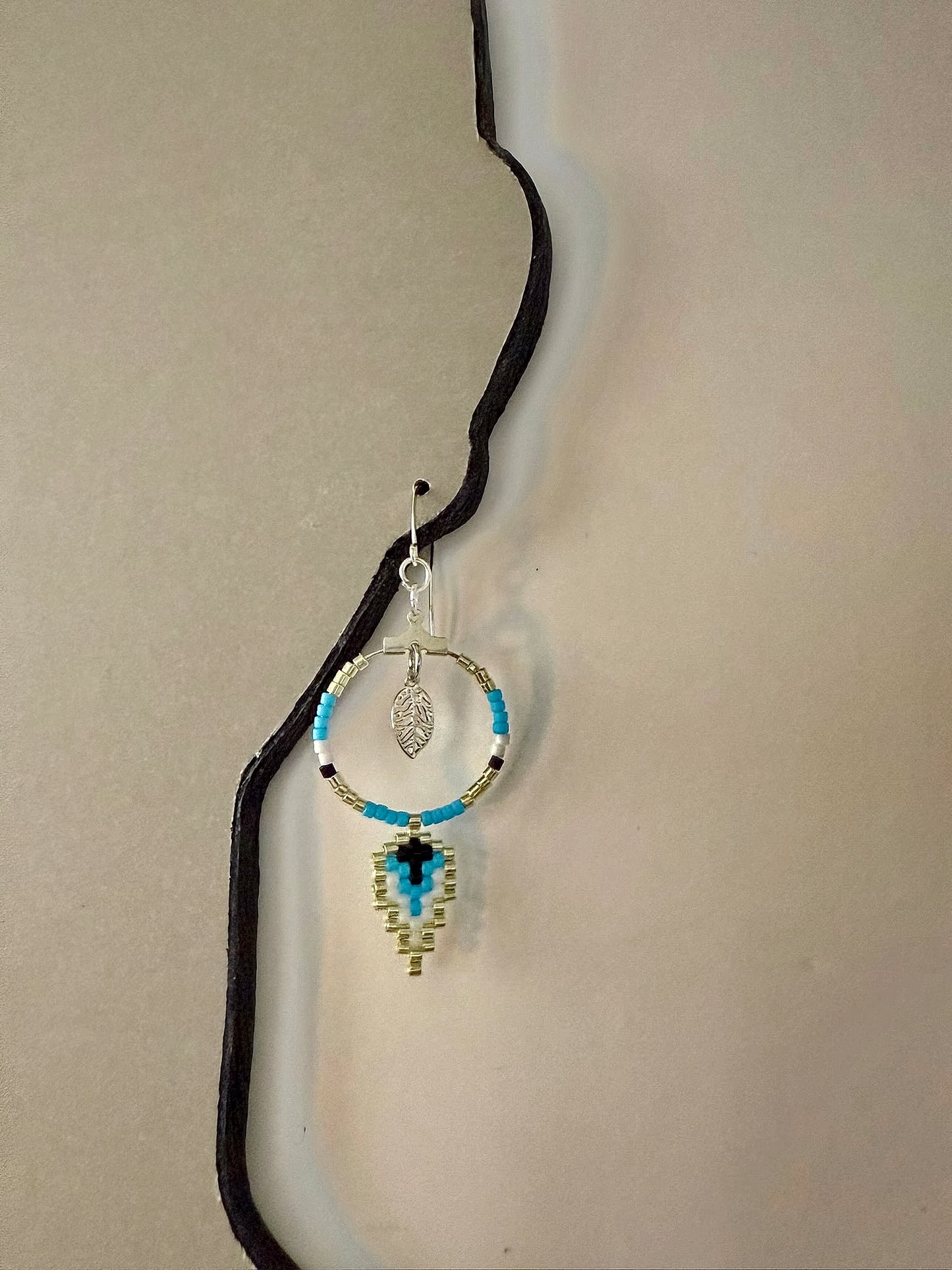Indigenous Handmade Earrings - Miyuki Delica Beads (Blues & Silver)