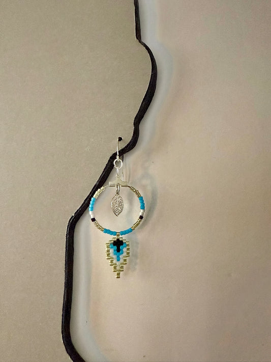 Indigenous Handmade Earrings - Miyuki Delica Beads (Blues & Silver)