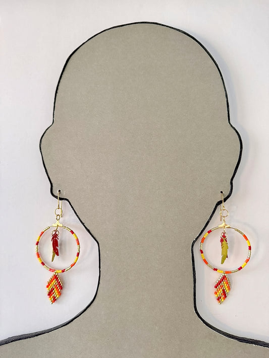 Miyuki Delica Beads (Fall Reds) - Indigenous Handmade Earrings