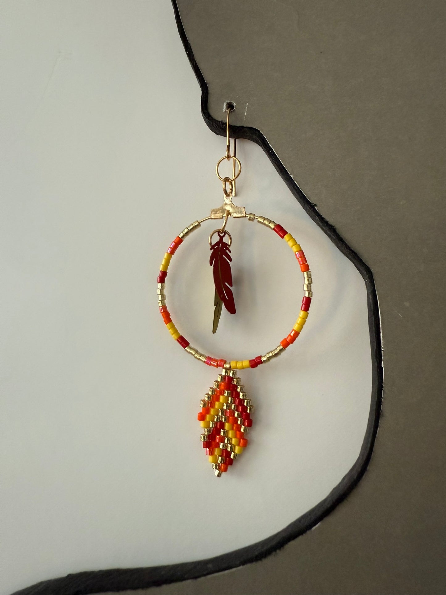 Miyuki Delica Beads (Fall Reds) - Indigenous Handmade Earrings
