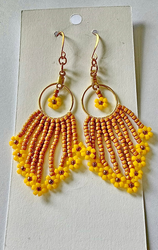 Toho Beads - Falling Sunflowers - Indigenous Handmade Earrings