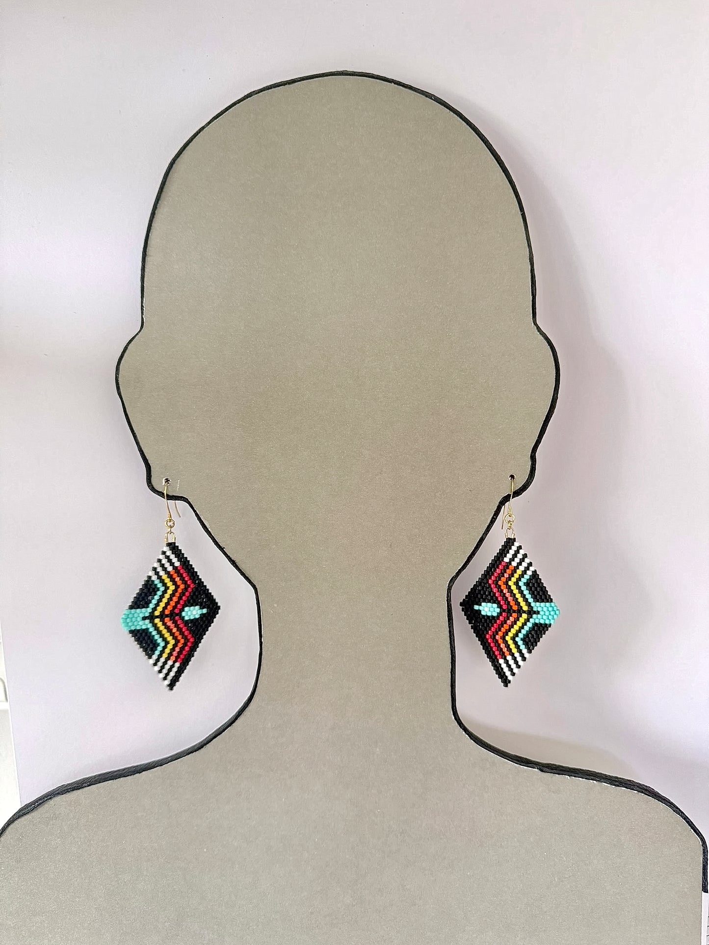 Thunderbird - Miyuki Delica Beads - Indigenous Handmade Earrings