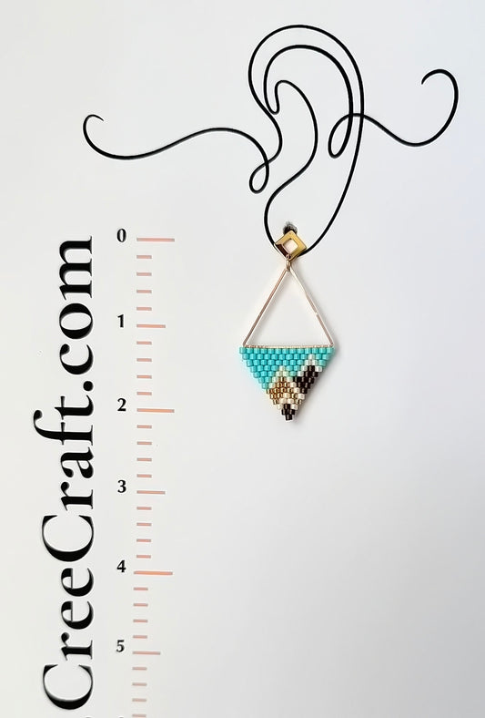 Miyuki Triangle: Mountains (brown) - Indigenous Handmade Earrings