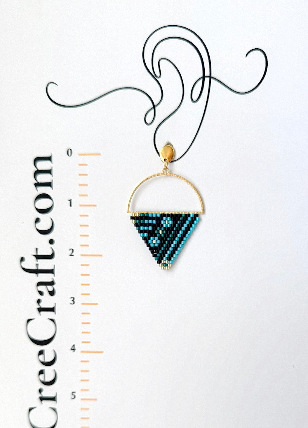 Miyuki Flower Triangle (teal) - Indigenous Handmade Earrings