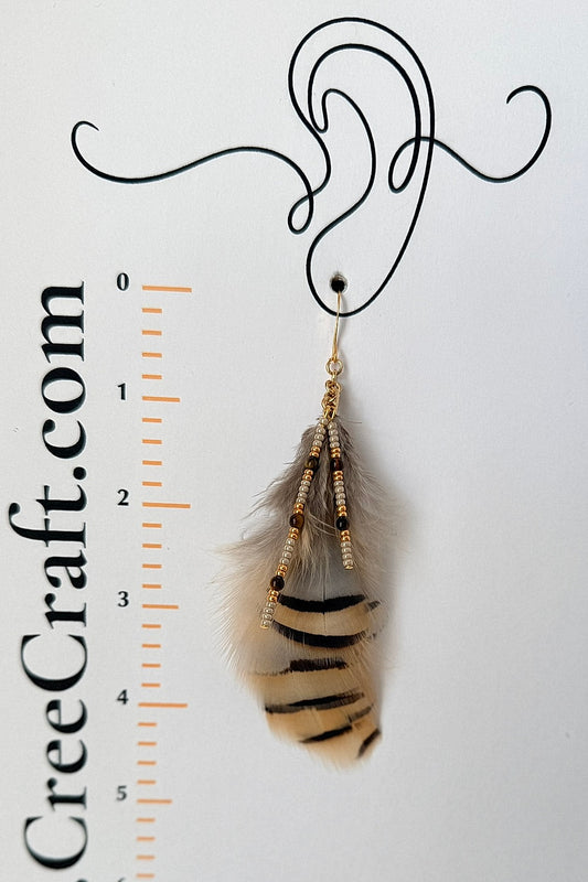 Pheasant Feathers w/toho beads - Indigenous Handmade Earrings
