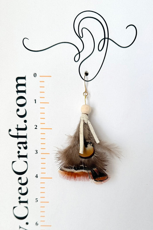 Pheasant Feathers w/moose hide lace - Indigenous Handmade Earrings
