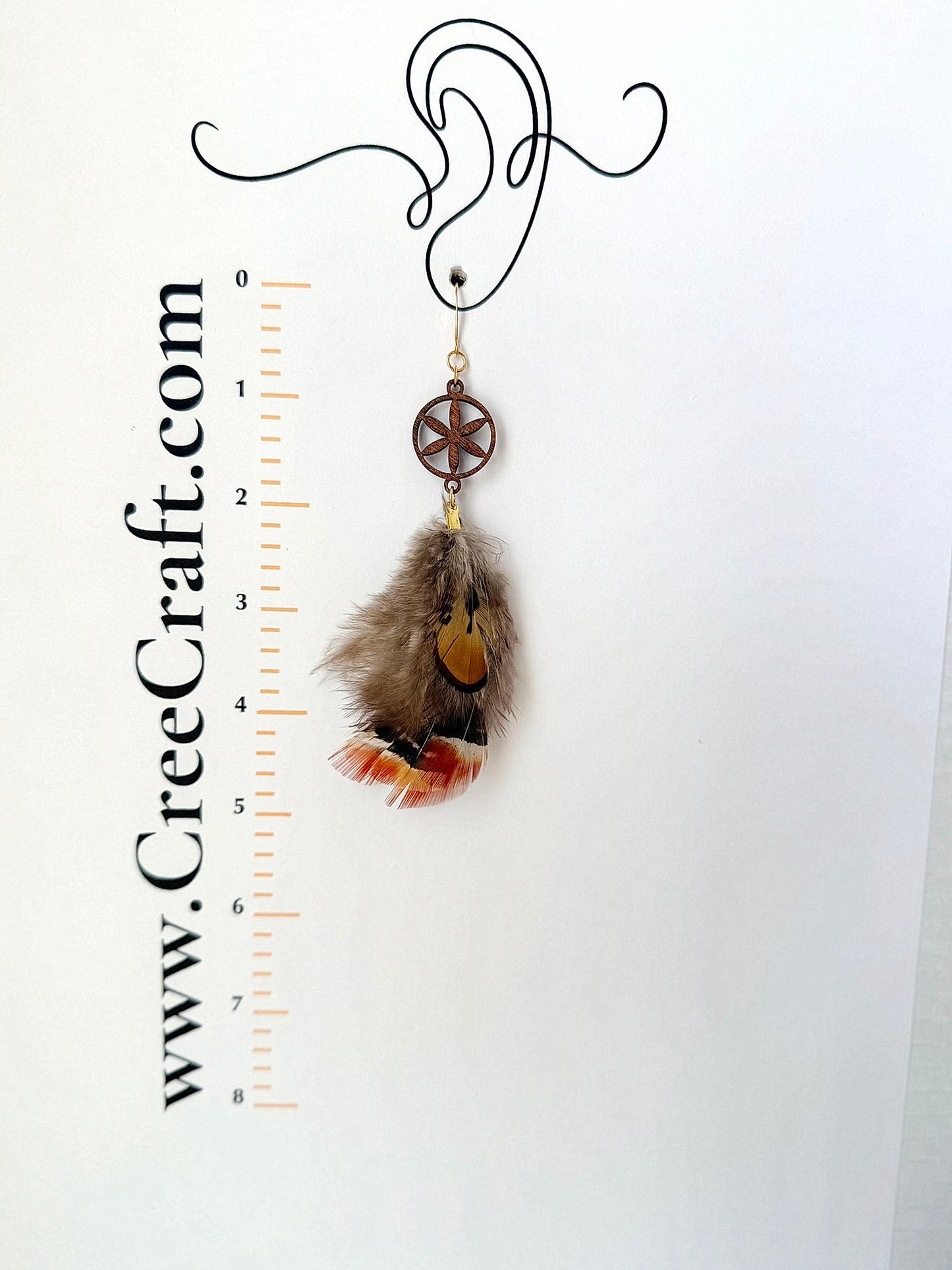 Basswood w/Pheasant Feathers - Indigenous Handmade Earrings