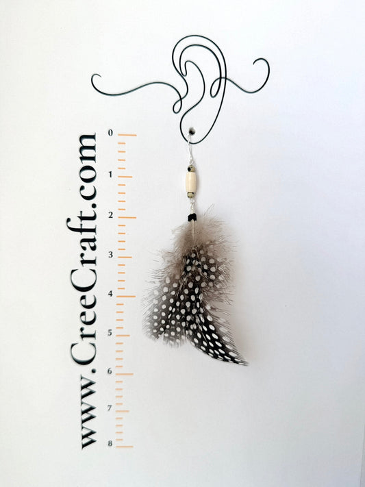 Bone Bead w/Pheasant Feathers - Indigenous Handmade Earrings