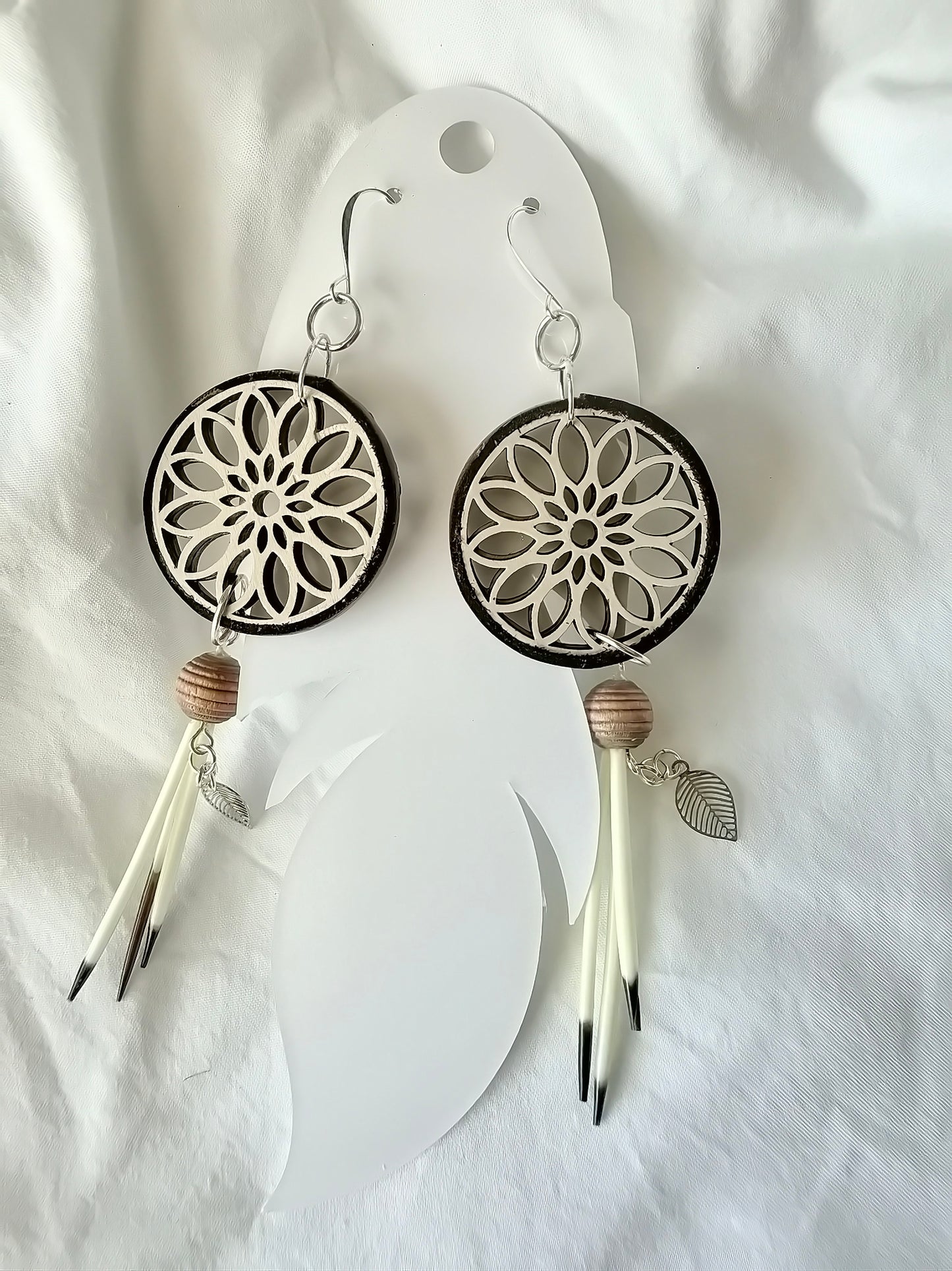 Basswood w/Porcupine Quills  - Indigenous Handmade Earrings