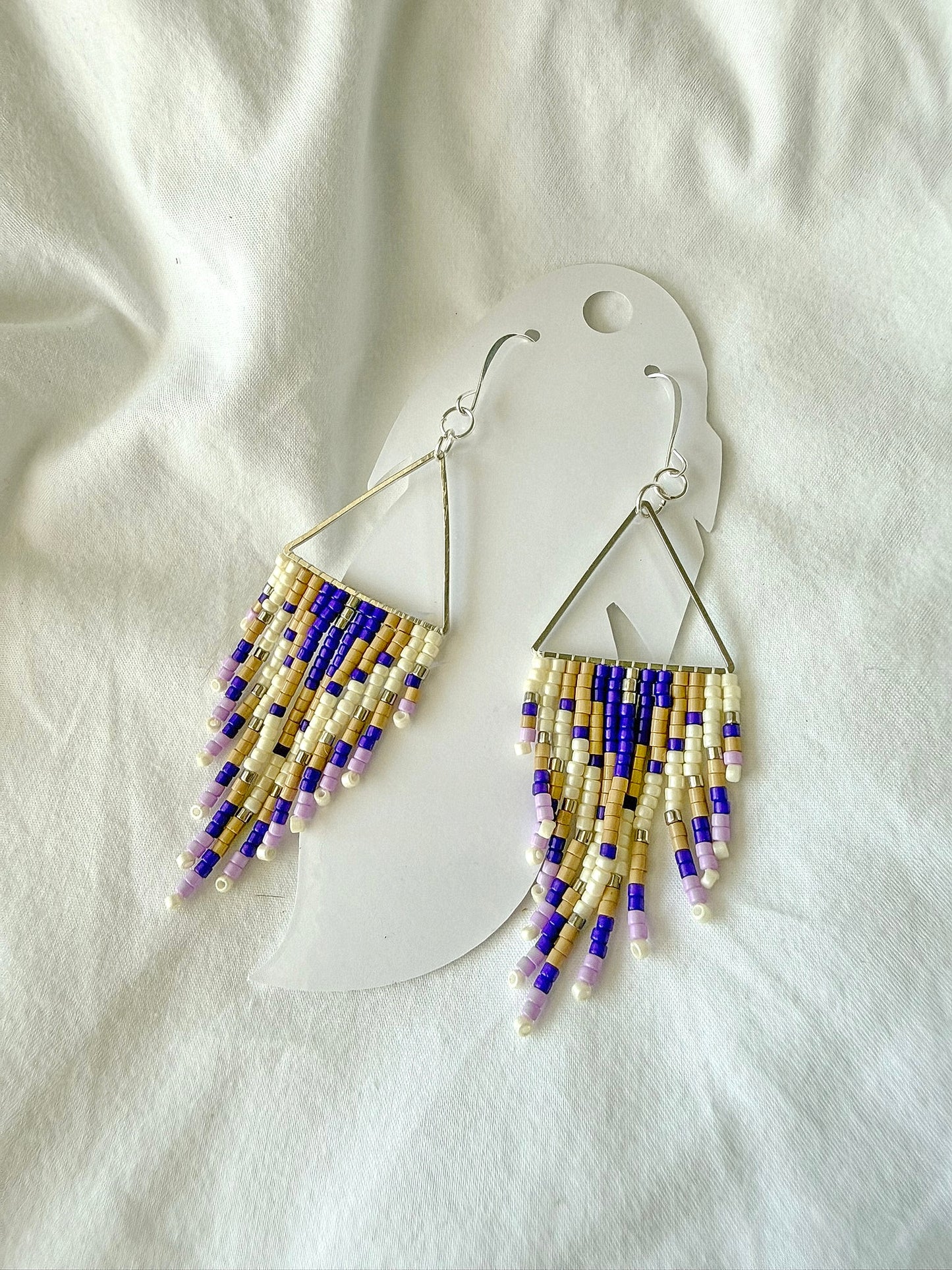 Miyuki Triangle (purple) - Indigenous Handmade Earrings