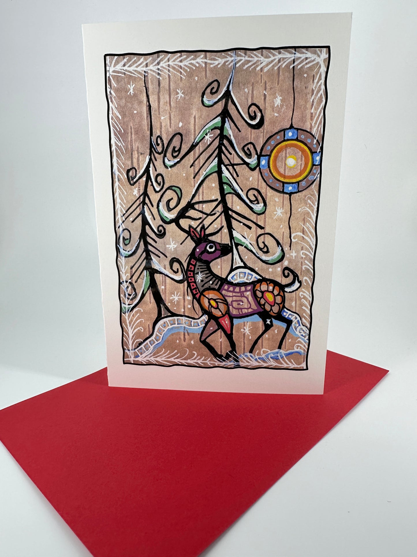 Christmas Card - Deer on Birch