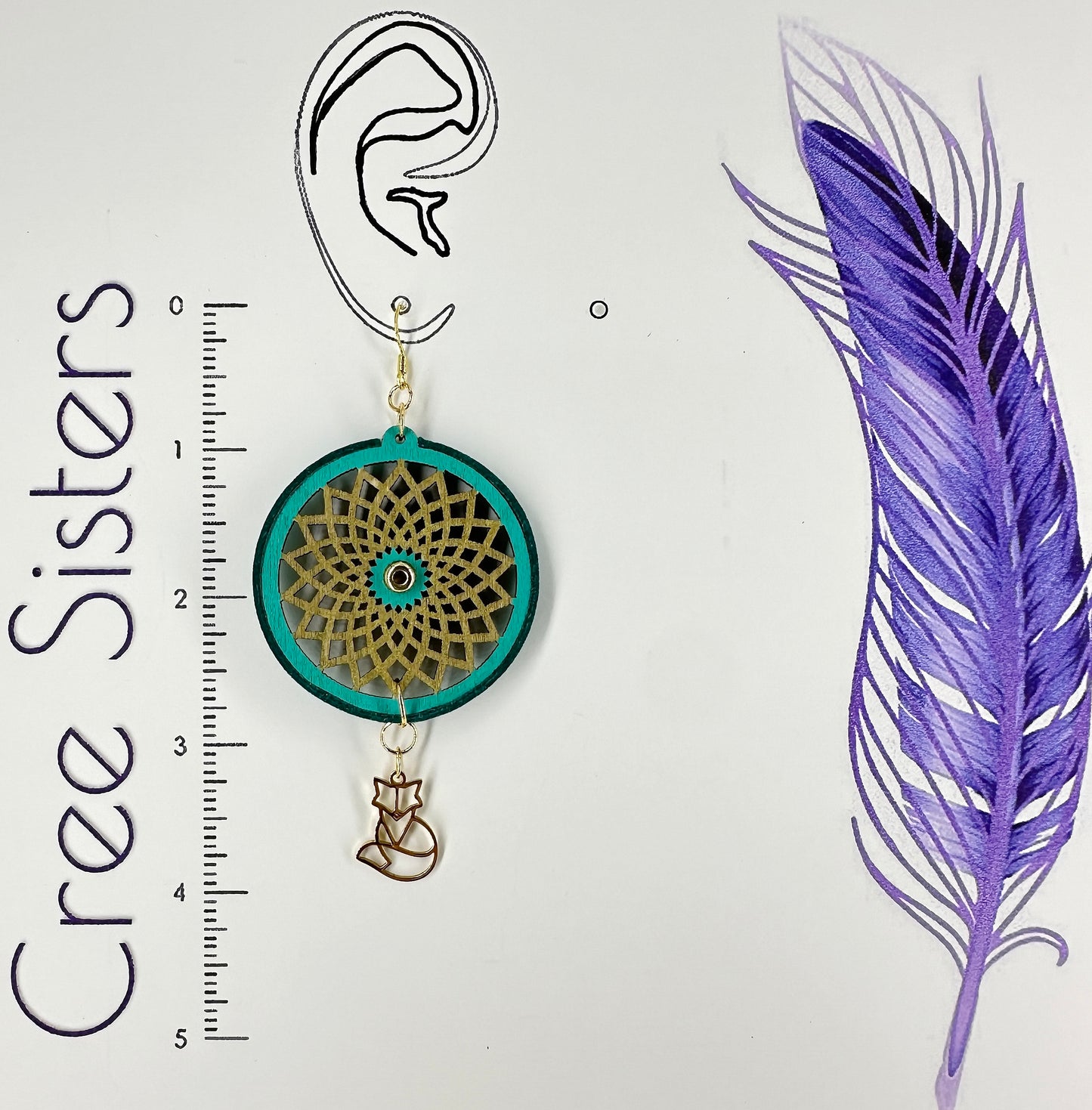 Indigenous Handmade Earrings - Dreamcatcher - 'Fox'