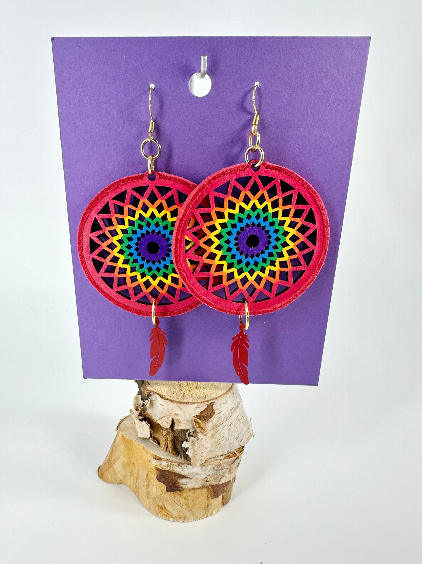 Indigenous Handmade Earrings - Dreamcatcher - Pride