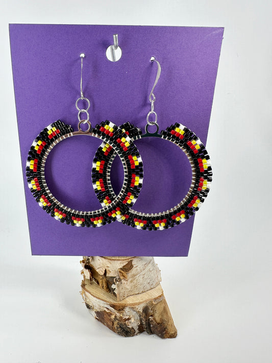 Indigenous Handcrafted Beaded Earrings - 4 Sacred Colours