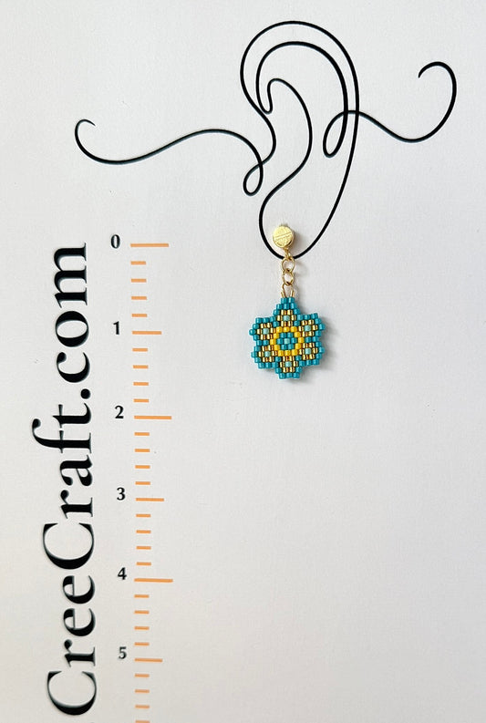 Miyuki Earrings - Teal Flower