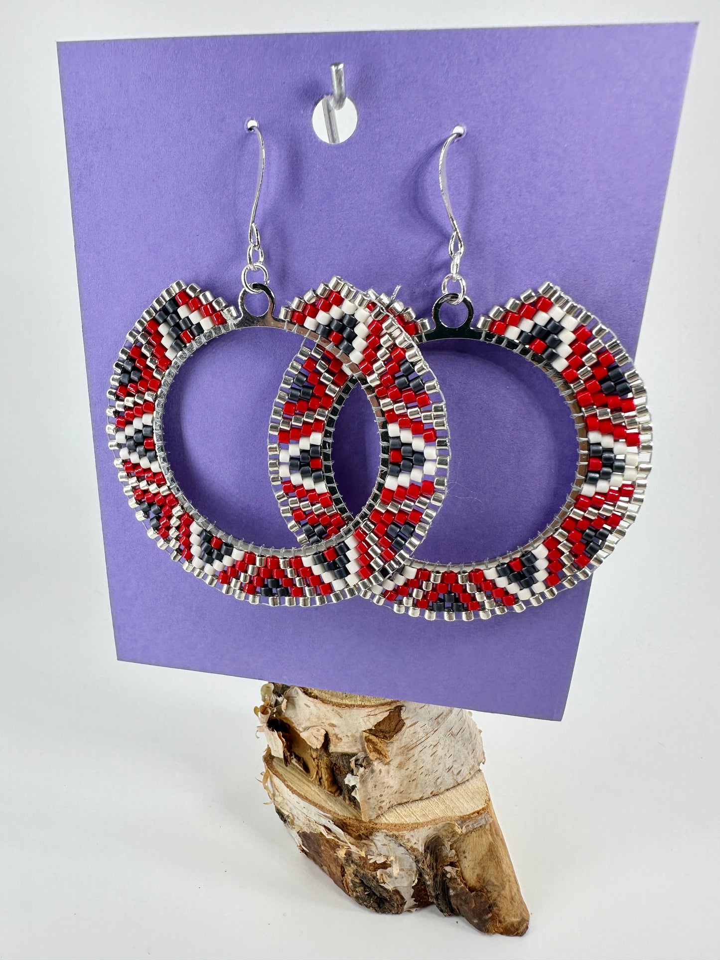 Indigenous Handcrafted Beaded Earrings - Red