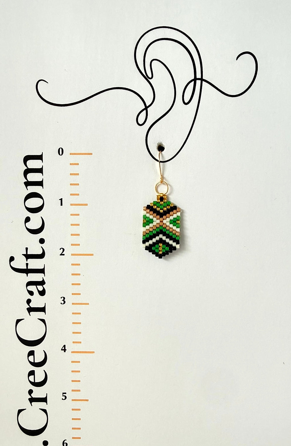 Miyuki Earrings - Green Feather