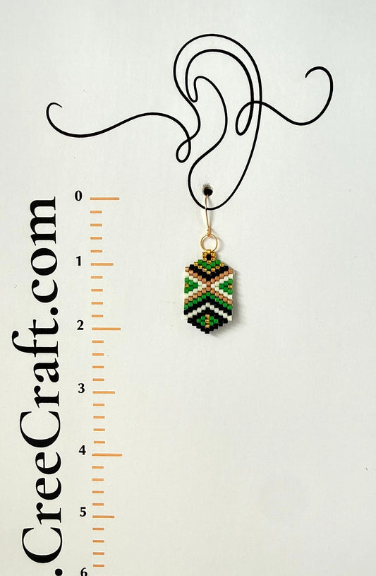 Miyuki Earrings - Green Feather