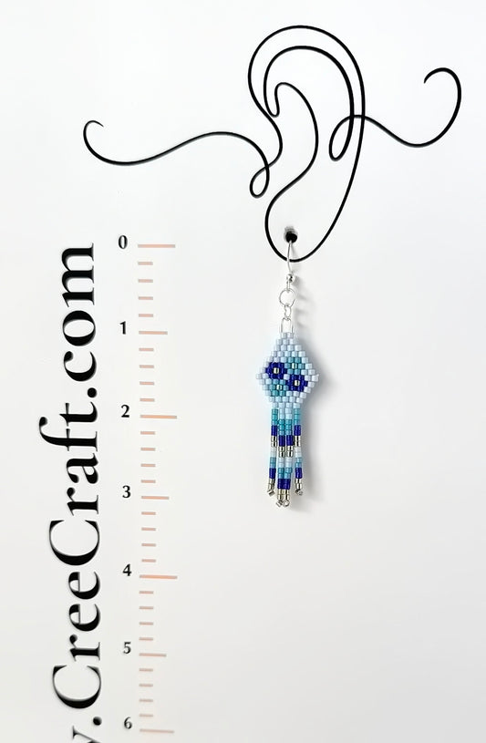 Miyuki Earrings - One Tier Blue Flowers