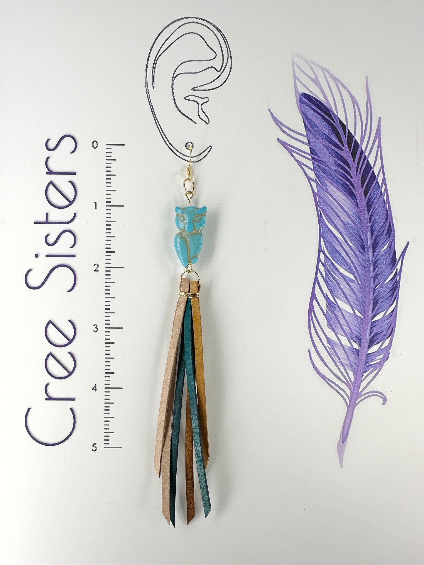 Indigenous Handmade Earrings - Turquoise Owl