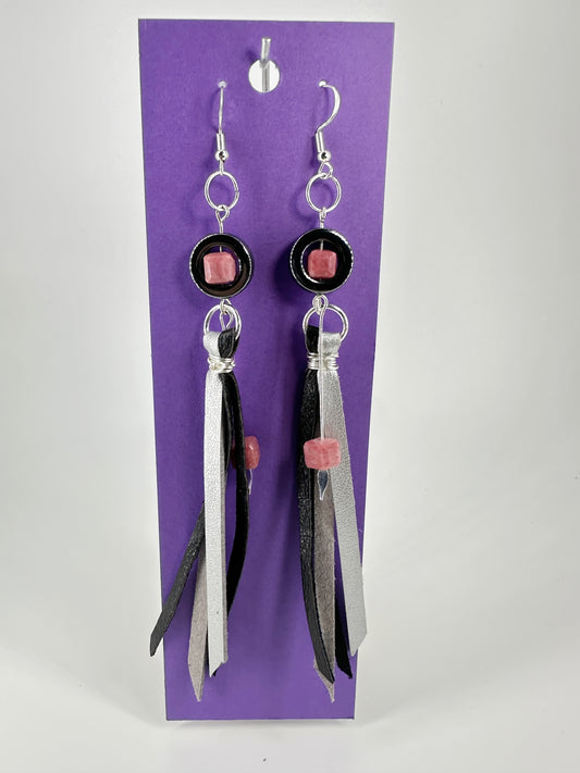 Indigenous Handmade Earrings - Hematite & Rhodonite