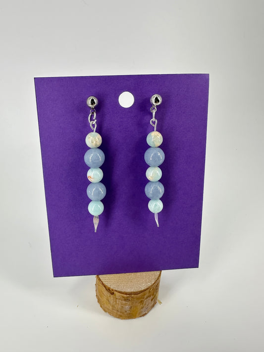 Indigenous Handmade Earrings - Azure Imperial Jasper & Angelite