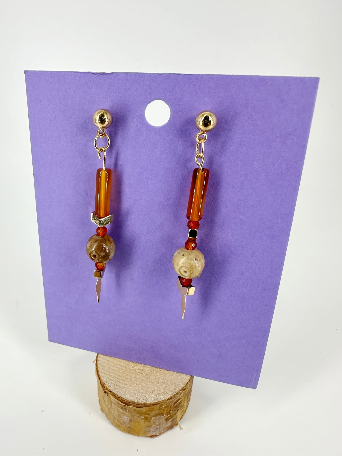 Indigenous Handmade Earrings - Soapstone, Hematite, & Carnelian