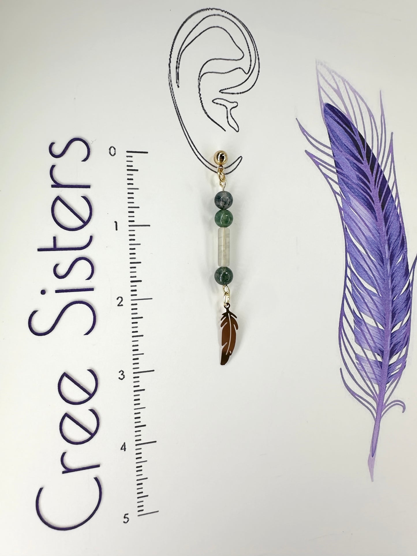 Indigenous Handmade Earrings - Moss Agate & Fluorite