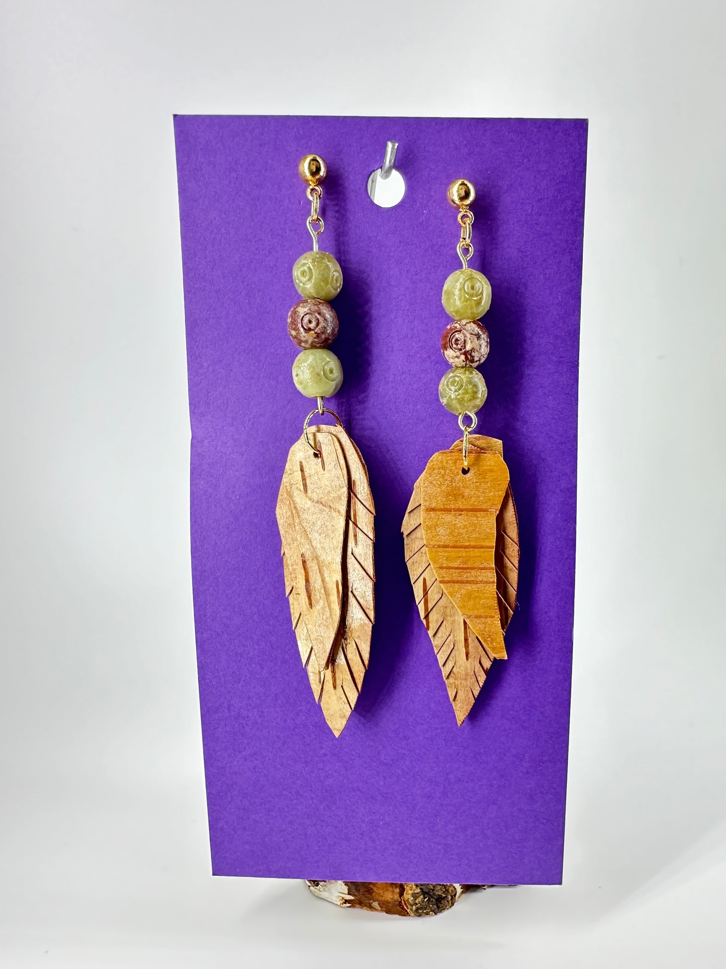 Indigenous Handcrafted Earrings - Birch Bark & Soapstone