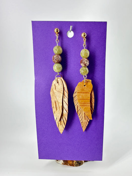 Indigenous Handcrafted Earrings - Birch Bark & Soapstone