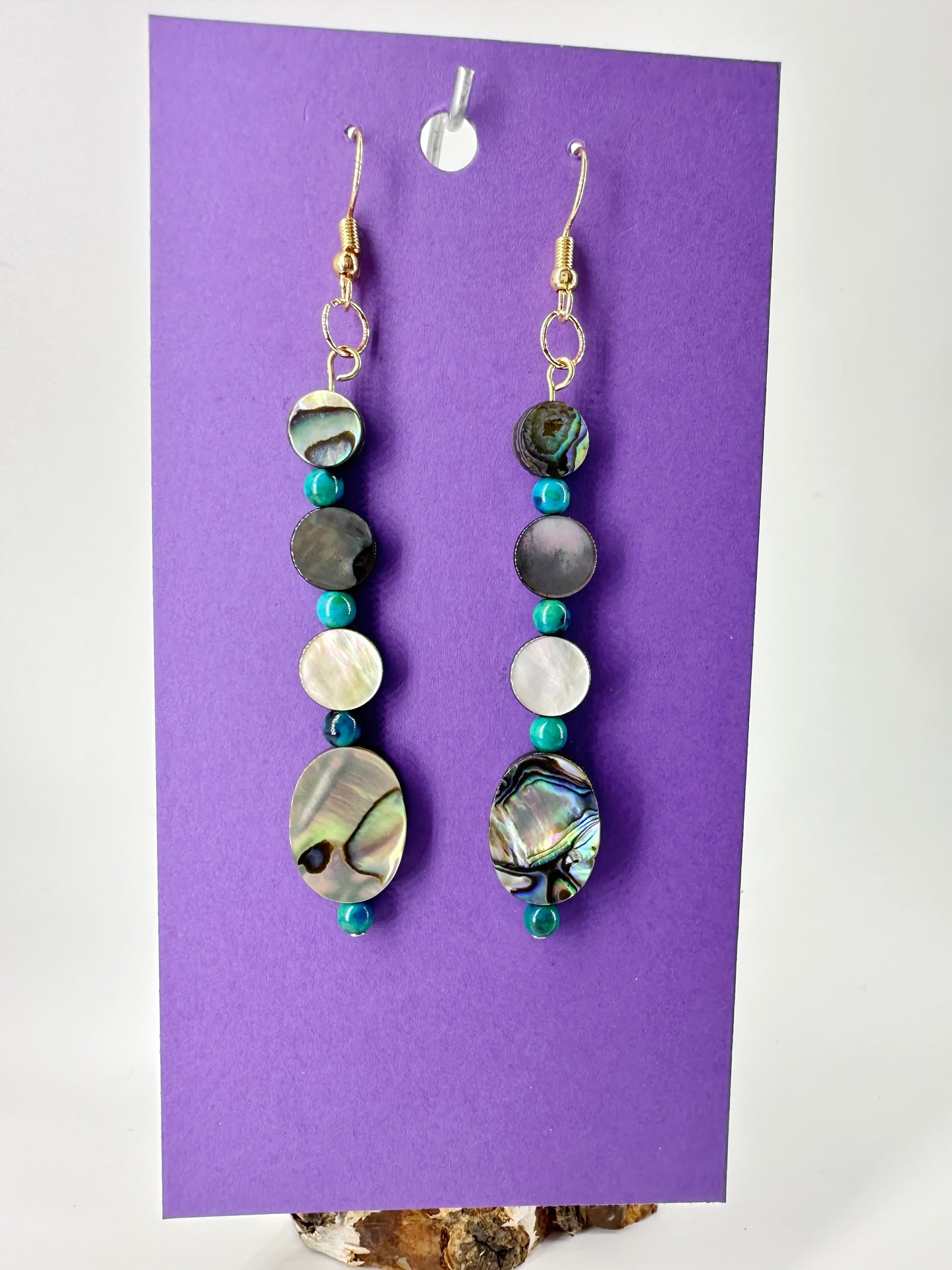 Indigenous Handcrafted Earrings - Abalone & Chrysocolla