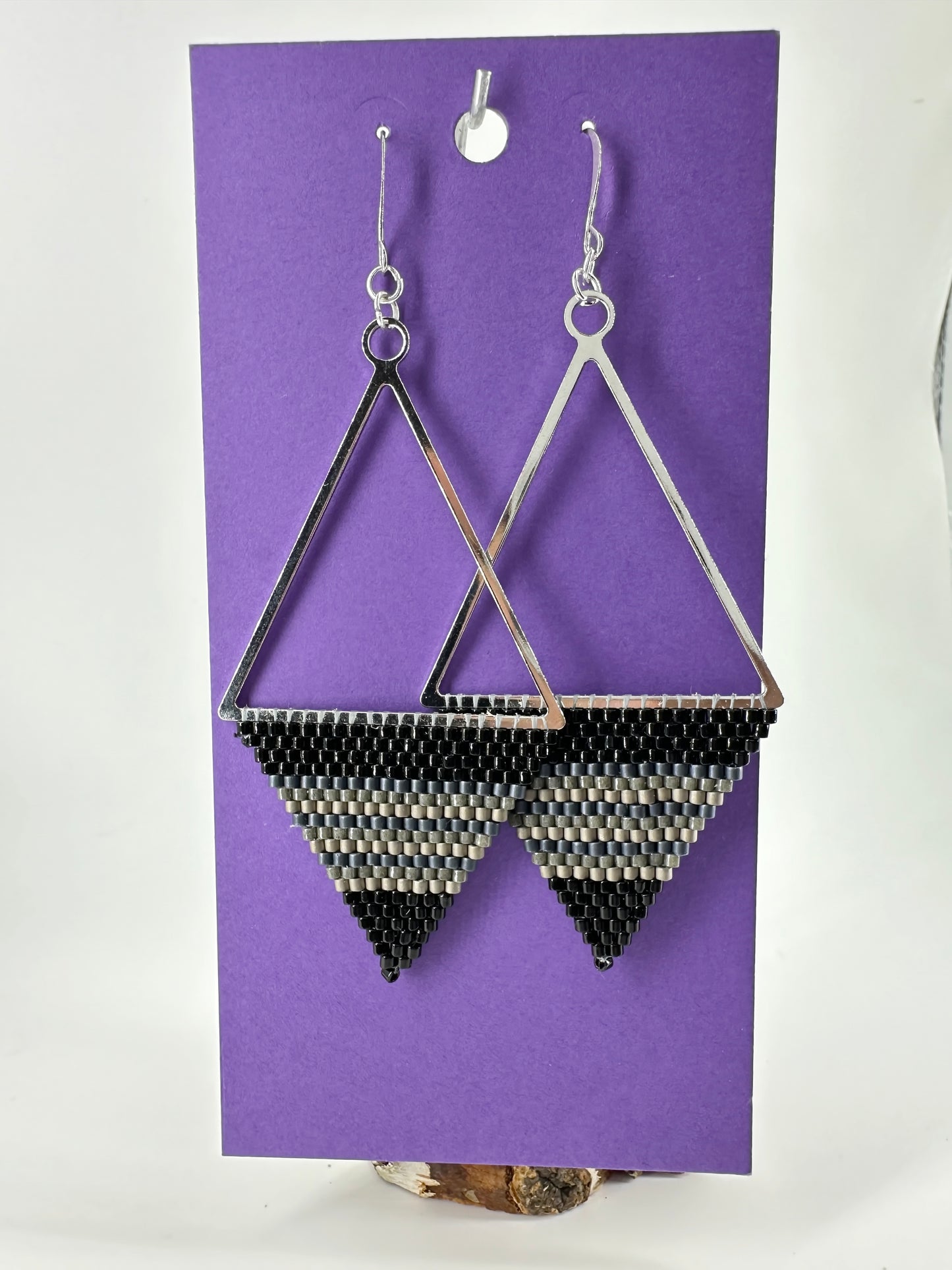 Indigenous Handcrafted Earrings - Miyuki Delica Beaded - Triangles