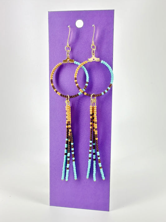 Indigenous Handcrafted Earrings - Toho Beaded Hoop w/ strands