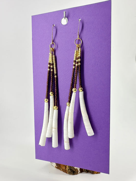 Indigenous Handcrafted Earrings - Toho multi-strands & Dentalium Shells