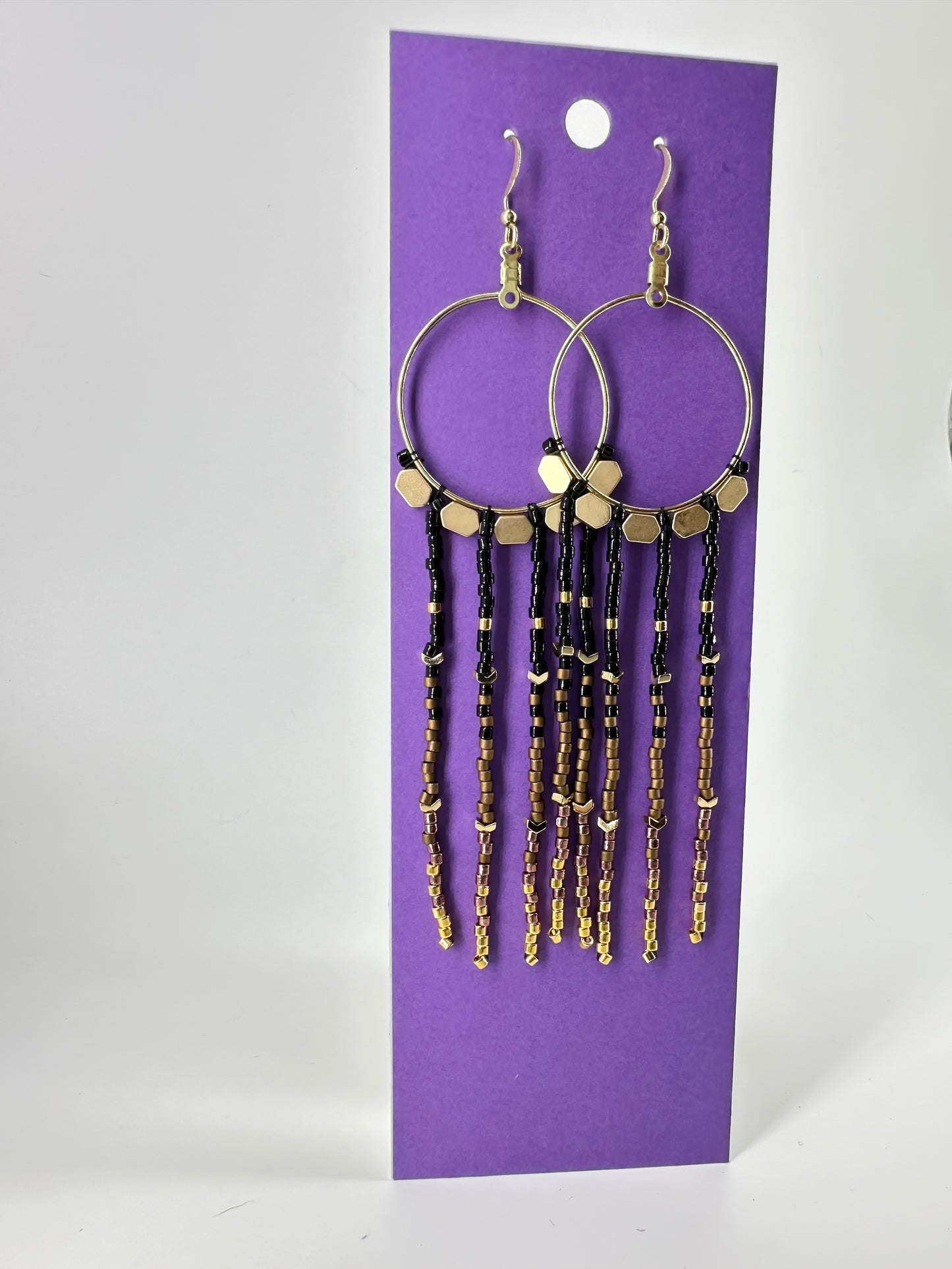 Indigenous Handcrafted Beaded Earrings - 'Claw' - Gold