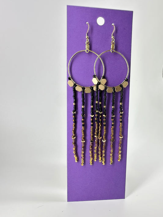 Indigenous Handcrafted Beaded Earrings - 'Claw' - Gold