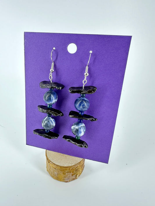 Indigenous Handcrafted Earrings -  'Inukshuk' w/ Sodalite