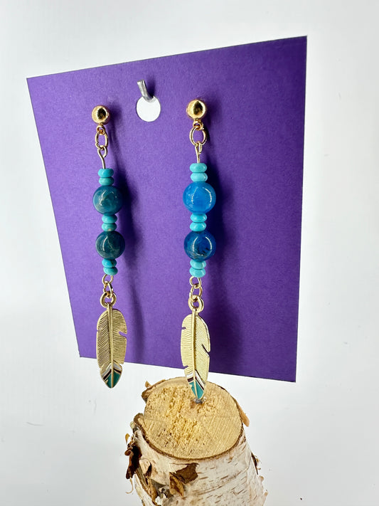 Indigenous Handmade Earrings - Apatite & Turquoise