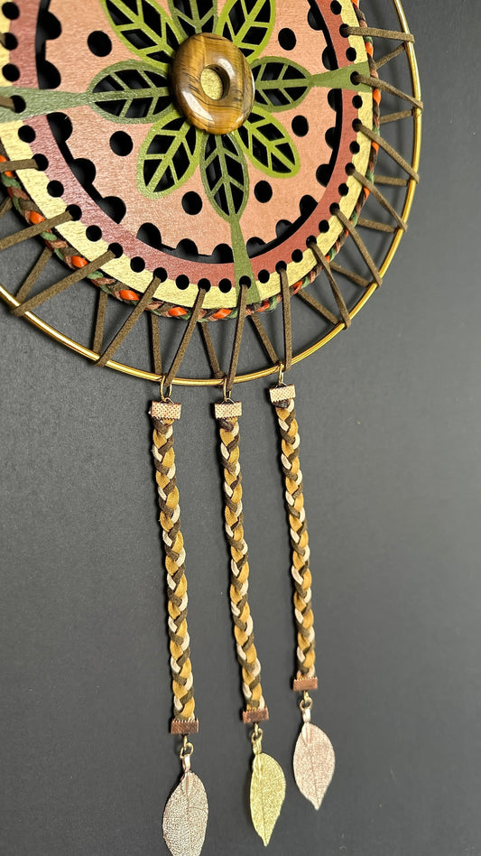 Hand painted Wooden Dreamcatcher w/ Tiger's Eye (XL)