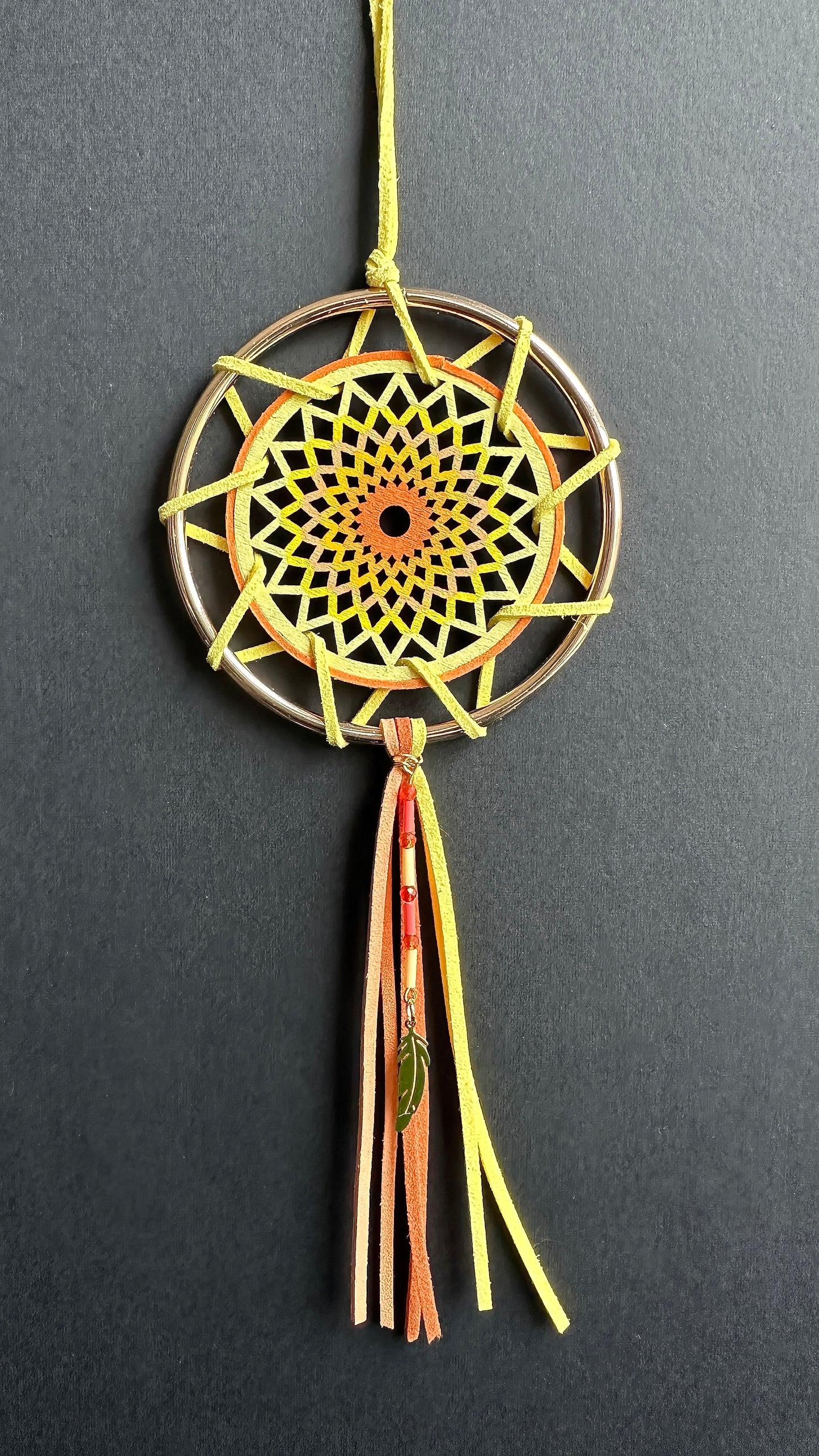 Hand painted Wooden Dreamcatcher w/ Carnelian (M)