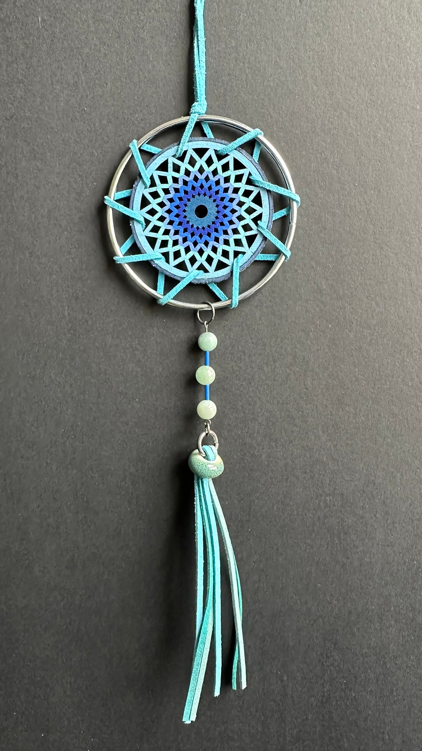 Hand painted Wooden Dreamcatcher w/ Amazonite (M)