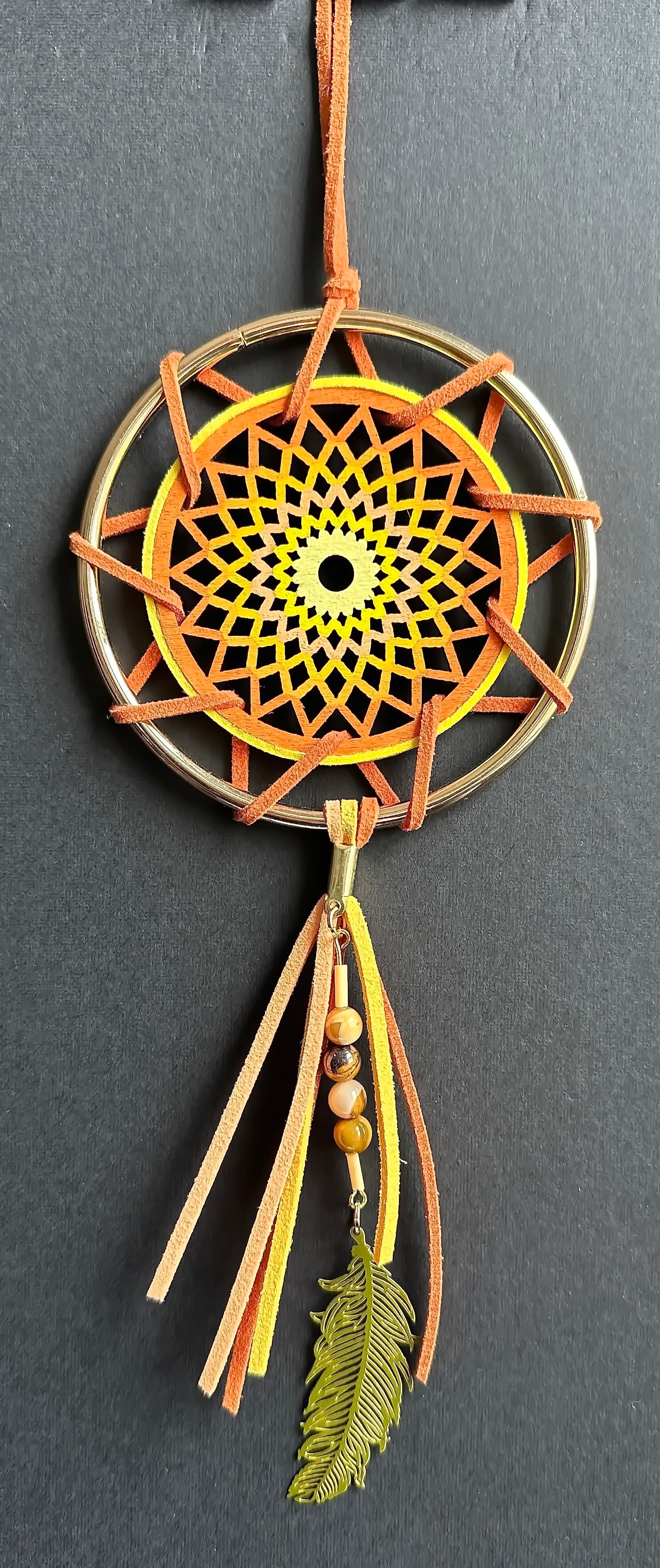 Hand painted Wooden Dreamcatcher w/ Mookaite (M)