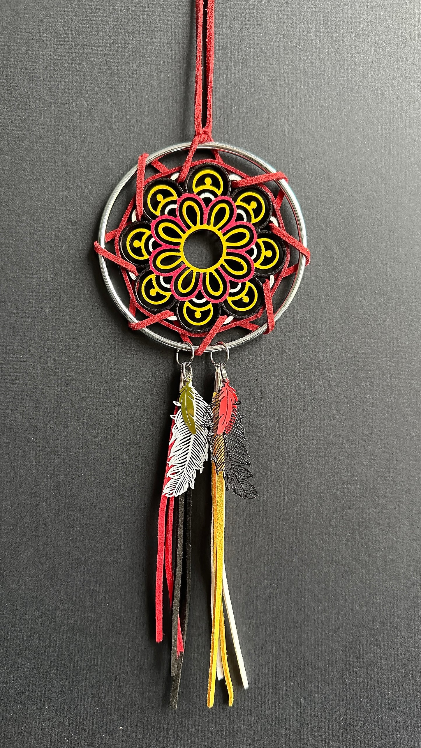 Hand painted Wooden Dreamcatcher w/ 4 Sacred Colours (M)