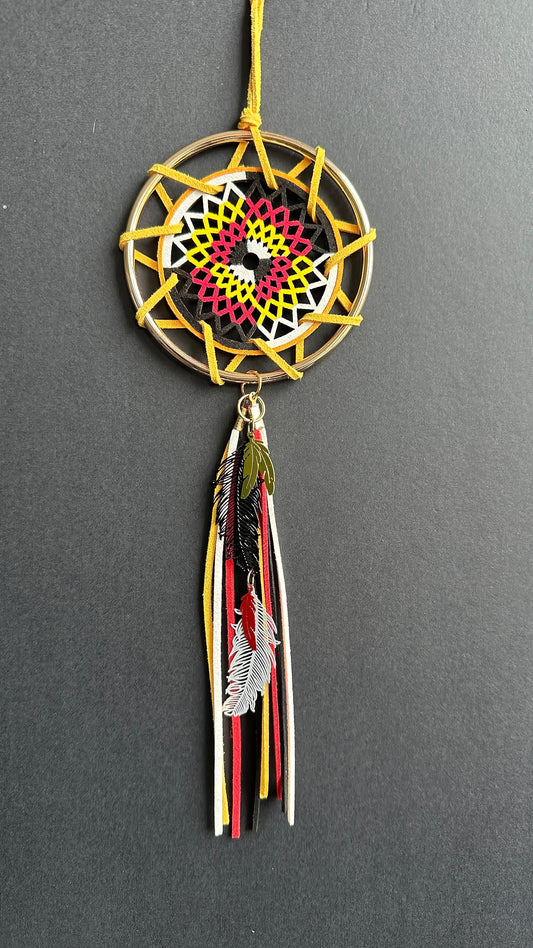 Hand painted Wooden Dreamcatcher w/ 4 Sacred Colours (M)