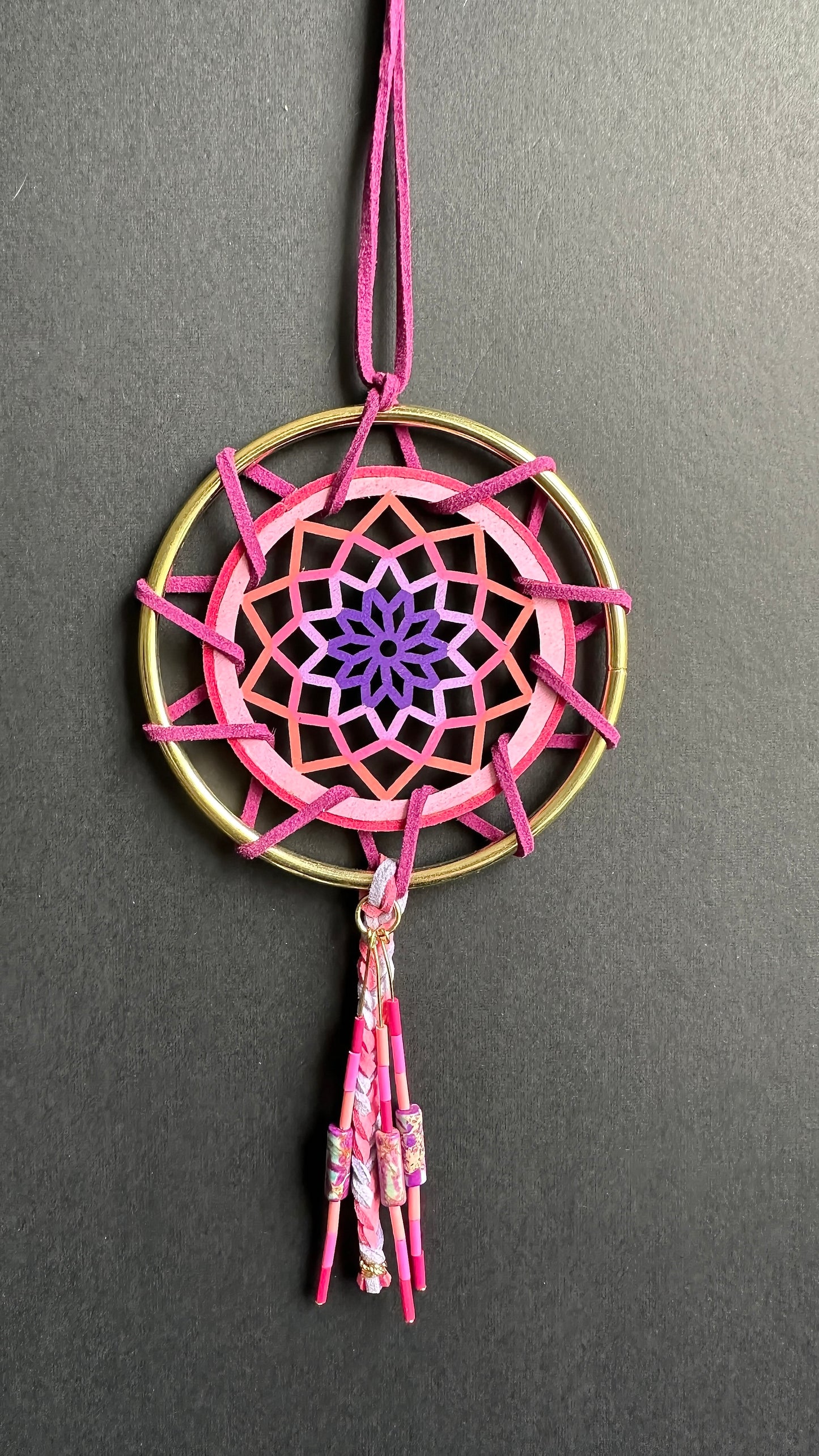 Hand painted Wooden Dreamcatcher w/ Imperial Jasper (M)