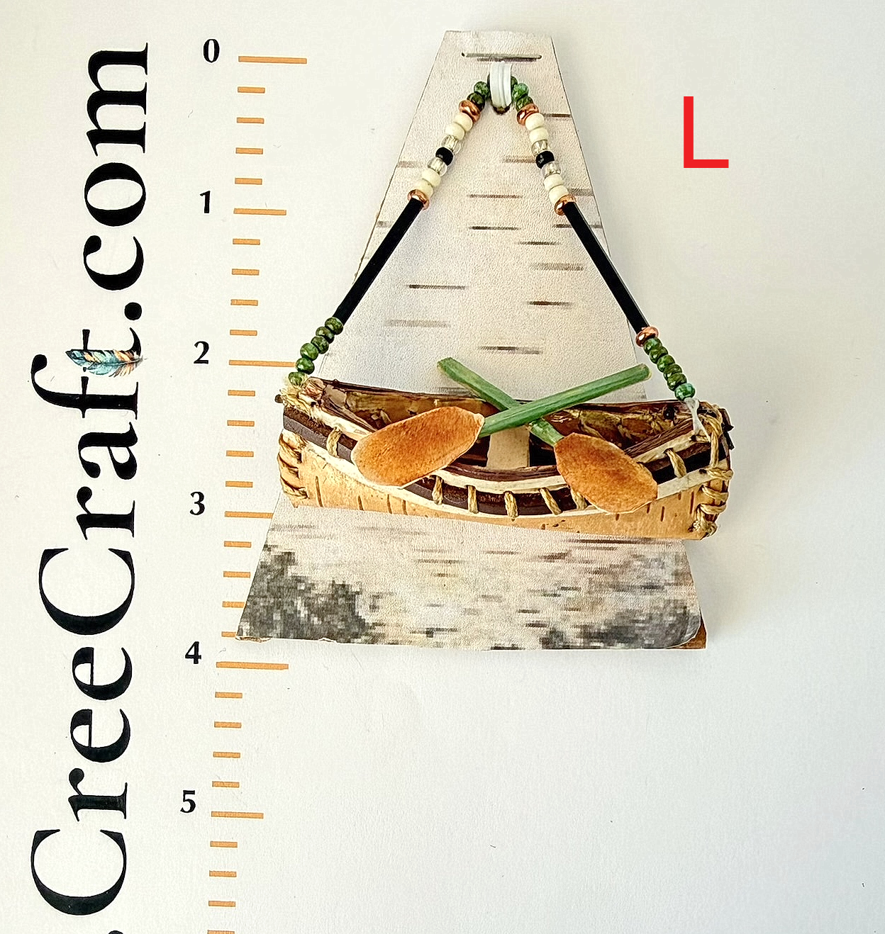 Handcrafted Birch Bark Canoe Ornament