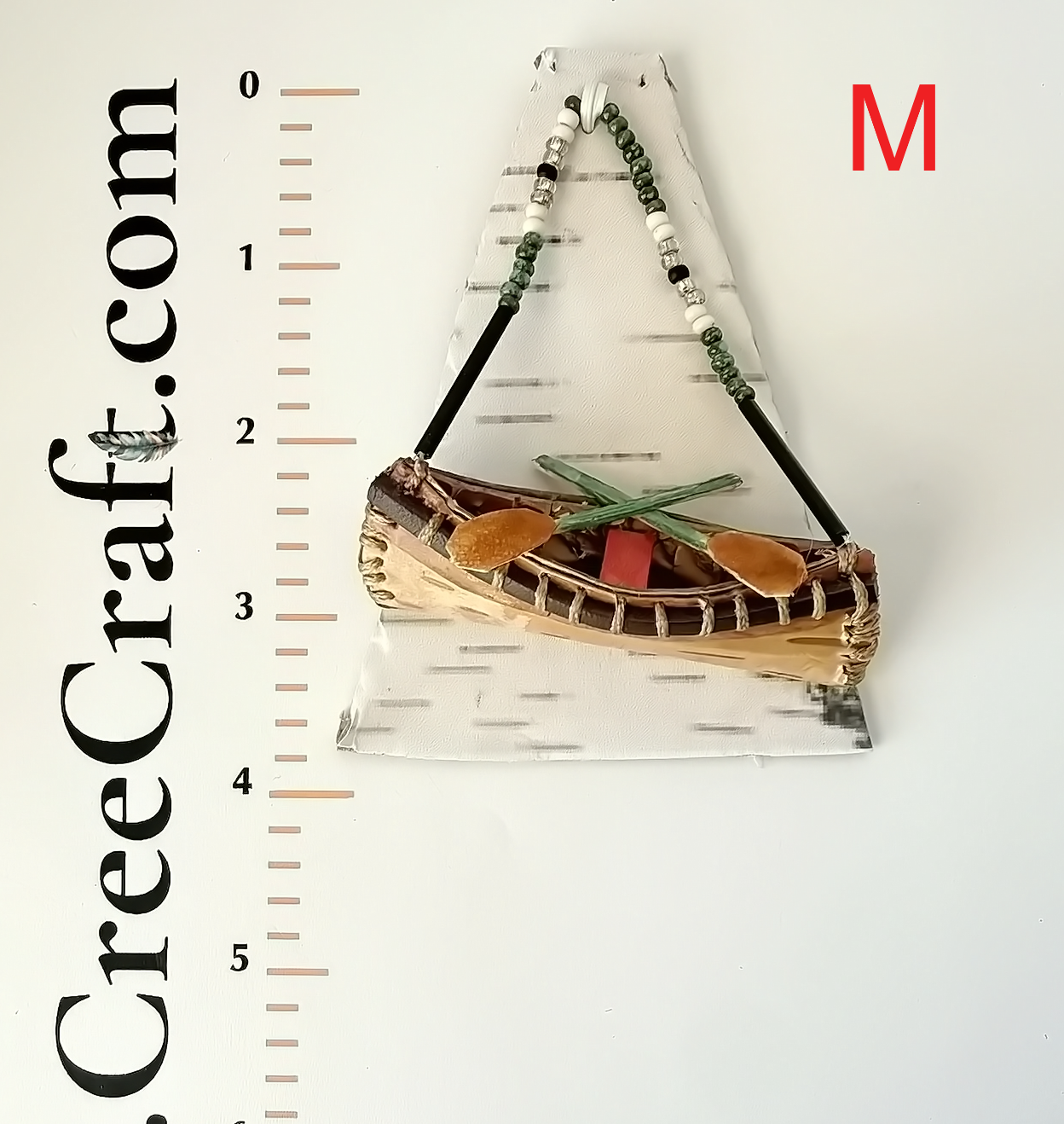 Handcrafted Birch Bark Canoe Ornament
