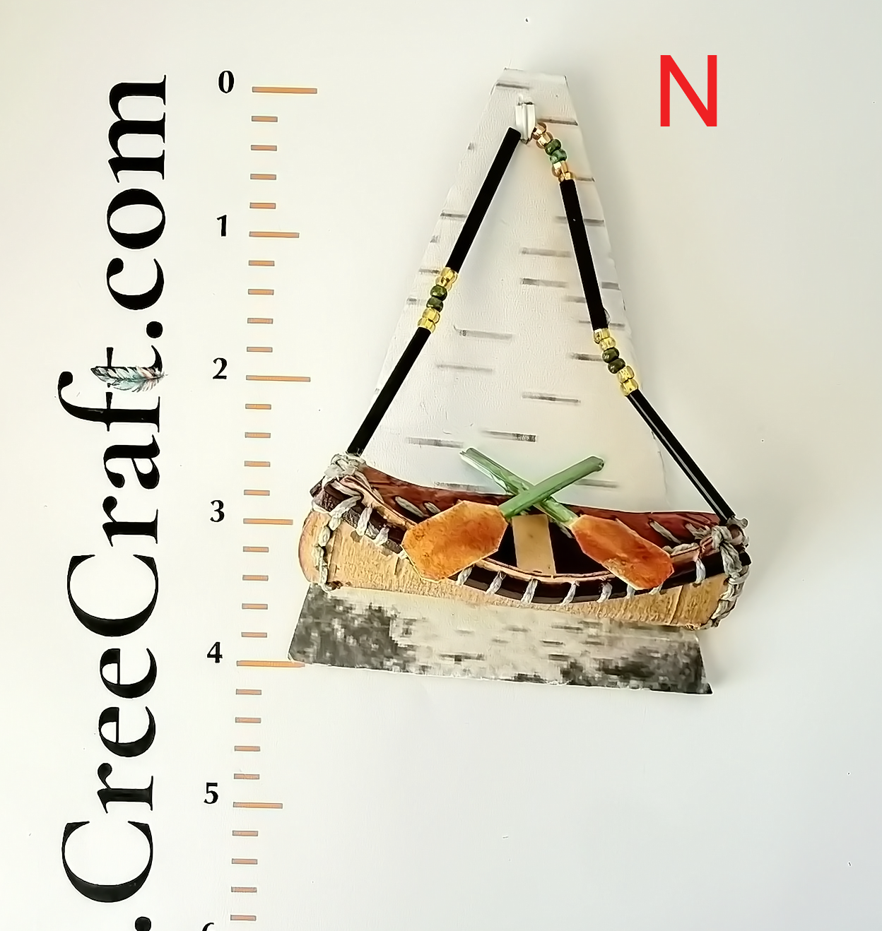 Handcrafted Birch Bark Canoe Ornament