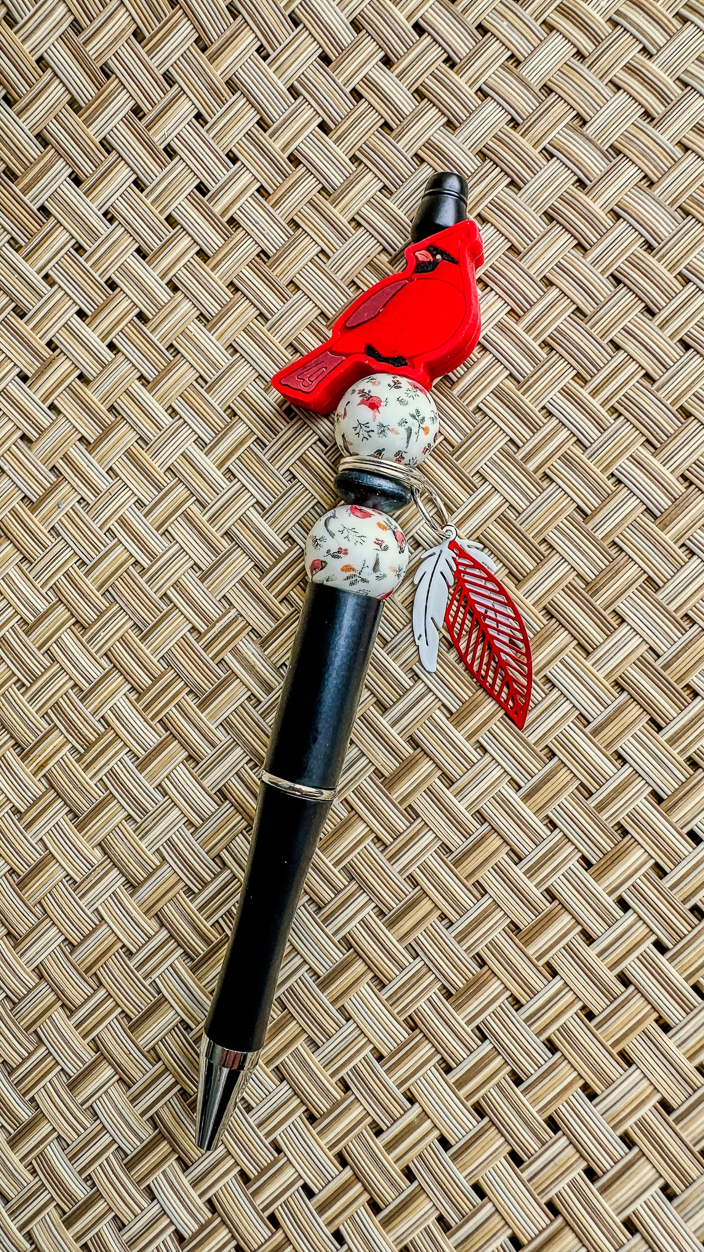 Beaded Ballpoint Pen - Cardinal