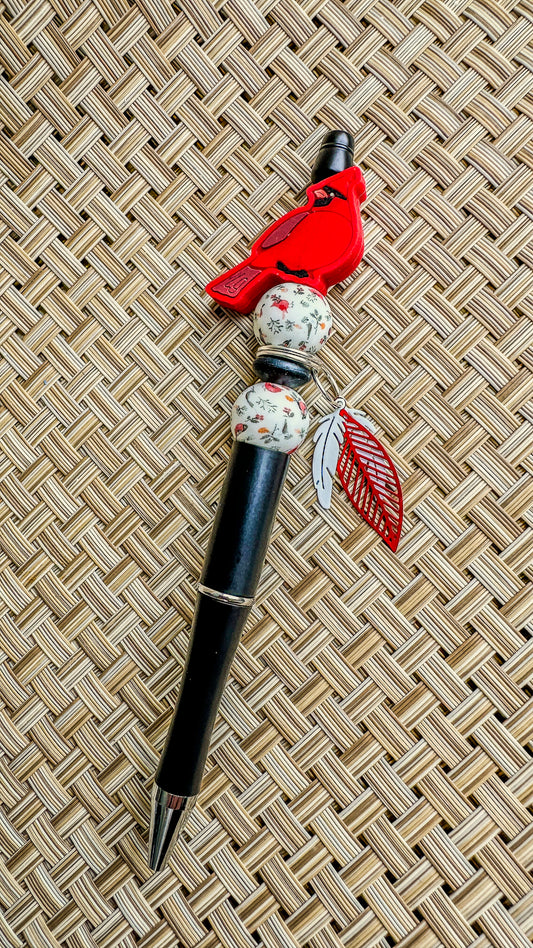 Beaded Ballpoint Pen - Cardinal